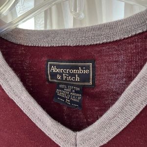 Maroon Abercrombie & Fitch Y2K Long Sleeve Shitt